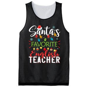 SantaS Favorite English Teacher Xmas Light Hat Christmas Mesh Reversible Basketball Jersey Tank