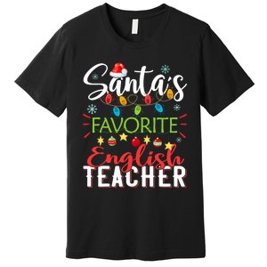 SantaS Favorite English Teacher Xmas Light Hat Christmas Premium T-Shirt