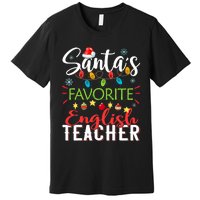 SantaS Favorite English Teacher Xmas Light Hat Christmas Premium T-Shirt