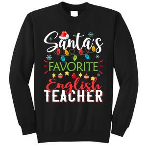 SantaS Favorite English Teacher Xmas Light Hat Christmas Tall Sweatshirt