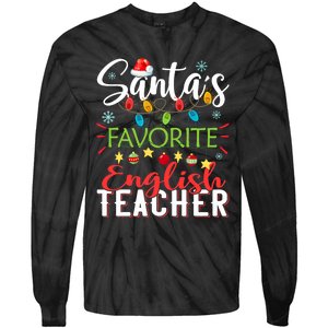 SantaS Favorite English Teacher Xmas Light Hat Christmas Tie-Dye Long Sleeve Shirt