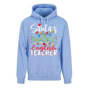 SantaS Favorite English Teacher Xmas Light Hat Christmas Unisex Surf Hoodie