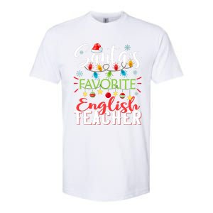 SantaS Favorite English Teacher Xmas Light Hat Christmas Softstyle CVC T-Shirt