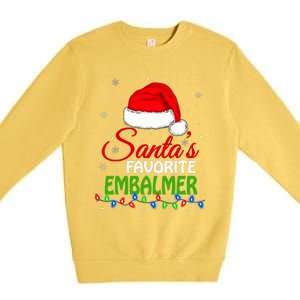 Santas Favorite Embalmer Santa Hat Lights. Funny Christmas Premium Crewneck Sweatshirt