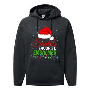 Santas Favorite Embalmer Santa Hat Lights. Funny Christmas Performance Fleece Hoodie