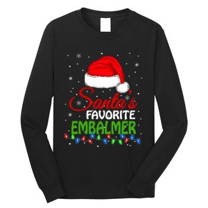 Santas Favorite Embalmer Santa Hat Lights. Funny Christmas Long Sleeve Shirt