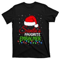 Santas Favorite Embalmer Santa Hat Lights. Funny Christmas T-Shirt