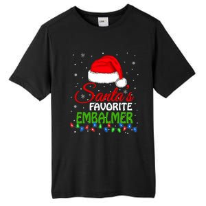 Santas Favorite Embalmer Santa Hat Lights. Funny Christmas Tall Fusion ChromaSoft Performance T-Shirt