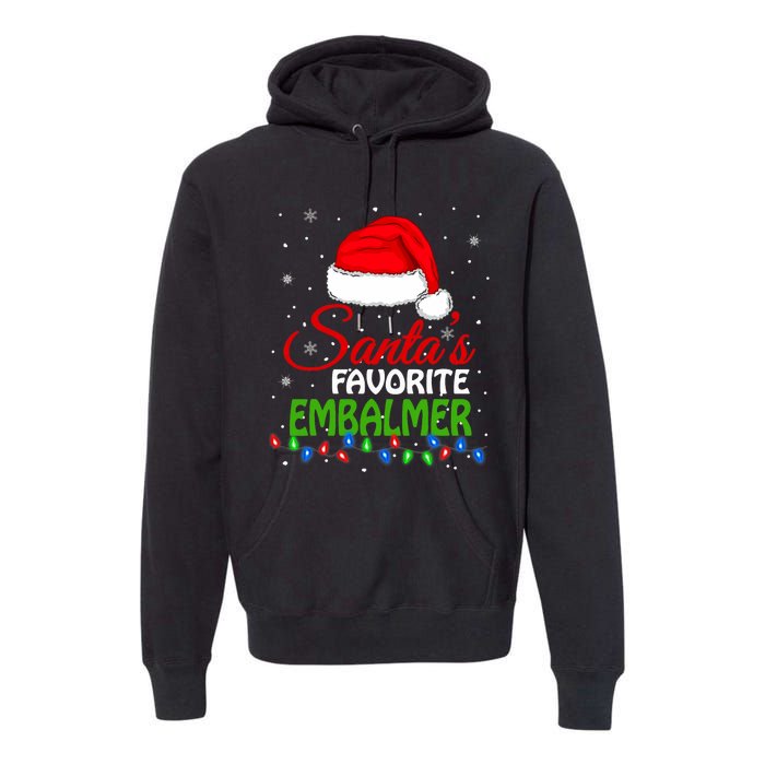 Santas Favorite Embalmer Santa Hat Lights. Funny Christmas Premium Hoodie