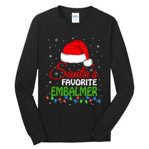 Santas Favorite Embalmer Santa Hat Lights. Funny Christmas Tall Long Sleeve T-Shirt