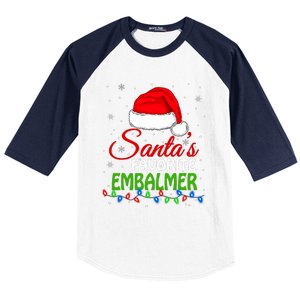 Santas Favorite Embalmer Santa Hat Lights. Funny Christmas Baseball Sleeve Shirt