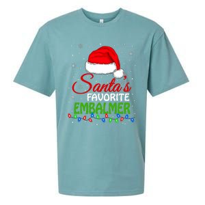 Santas Favorite Embalmer Santa Hat Lights. Funny Christmas Sueded Cloud Jersey T-Shirt