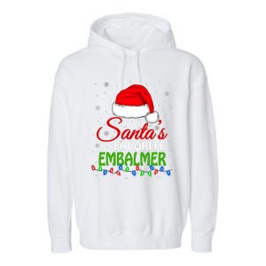 Santas Favorite Embalmer Santa Hat Lights. Funny Christmas Garment-Dyed Fleece Hoodie