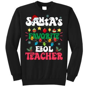 SantaS Favorite Esol Teacher Santa Hat Xmas Light Christmas Sweatshirt