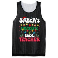 SantaS Favorite Esol Teacher Santa Hat Xmas Light Christmas Mesh Reversible Basketball Jersey Tank