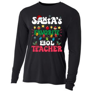 SantaS Favorite Esol Teacher Santa Hat Xmas Light Christmas Cooling Performance Long Sleeve Crew