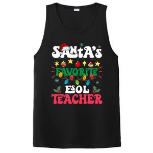 SantaS Favorite Esol Teacher Santa Hat Xmas Light Christmas PosiCharge Competitor Tank