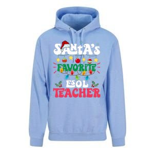 SantaS Favorite Esol Teacher Santa Hat Xmas Light Christmas Unisex Surf Hoodie