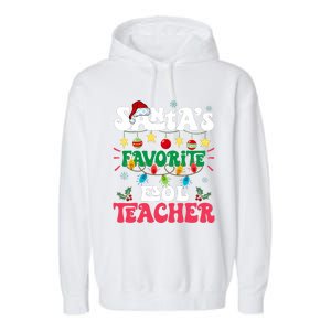 SantaS Favorite Esol Teacher Santa Hat Xmas Light Christmas Garment-Dyed Fleece Hoodie