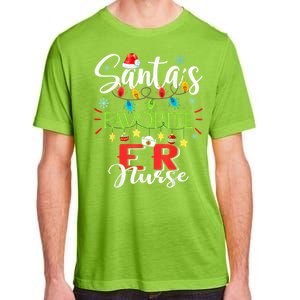 SantaS Favorite Er Nurse Xmas Light Santa Hat Christmas Adult ChromaSoft Performance T-Shirt