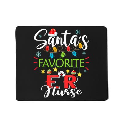 SantaS Favorite Er Nurse Xmas Light Santa Hat Christmas Mousepad