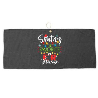 SantaS Favorite Er Nurse Xmas Light Santa Hat Christmas Large Microfiber Waffle Golf Towel