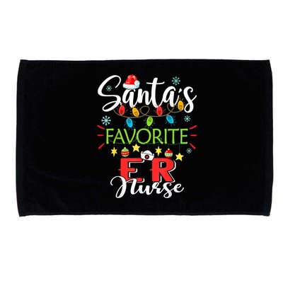 SantaS Favorite Er Nurse Xmas Light Santa Hat Christmas Microfiber Hand Towel