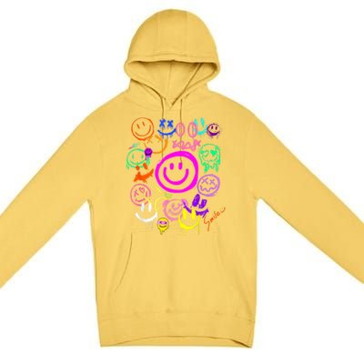 Smile Face Emoticons Fun Vivid Graffiti Smileys Graphic Premium Pullover Hoodie