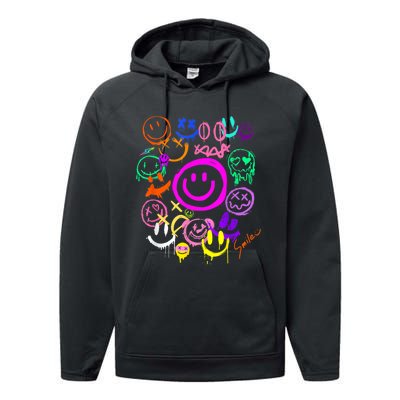 Smile Face Emoticons Fun Vivid Graffiti Smileys Graphic Performance Fleece Hoodie