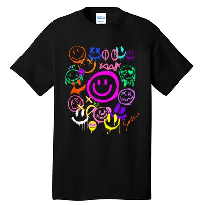 Smile Face Emoticons Fun Vivid Graffiti Smileys Graphic Tall T-Shirt