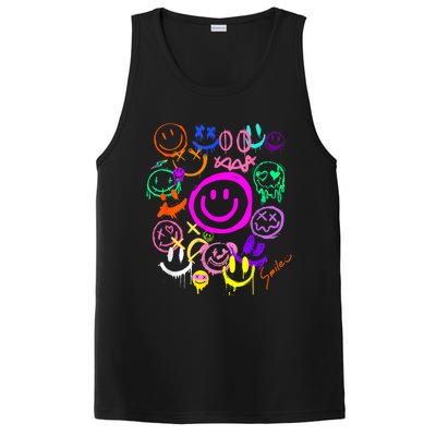 Smile Face Emoticons Fun Vivid Graffiti Smileys Graphic PosiCharge Competitor Tank