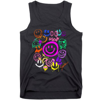 Smile Face Emoticons Fun Vivid Graffiti Smileys Graphic Tank Top