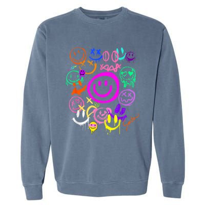 Smile Face Emoticons Fun Vivid Graffiti Smileys Graphic Garment-Dyed Sweatshirt