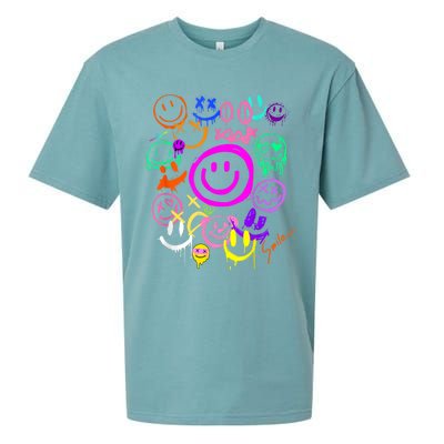 Smile Face Emoticons Fun Vivid Graffiti Smileys Graphic Sueded Cloud Jersey T-Shirt