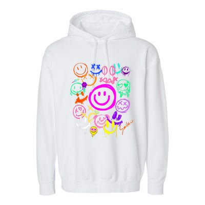 Smile Face Emoticons Fun Vivid Graffiti Smileys Graphic Garment-Dyed Fleece Hoodie