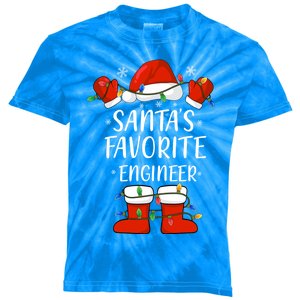 SantaS Favorite Engineer Santa Hat Christmas Light Great Gift Kids Tie-Dye T-Shirt