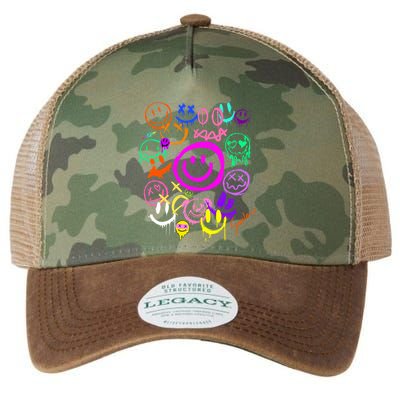 Smile Face Emoticons Fun Vivid Graffiti Smileys Graphic Legacy Tie Dye Trucker Hat