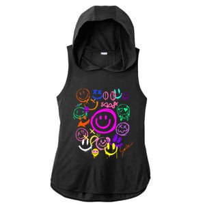 Smile Face Emoticons Fun Vivid Graffiti Smileys Graphic Ladies PosiCharge Tri-Blend Wicking Draft Hoodie Tank