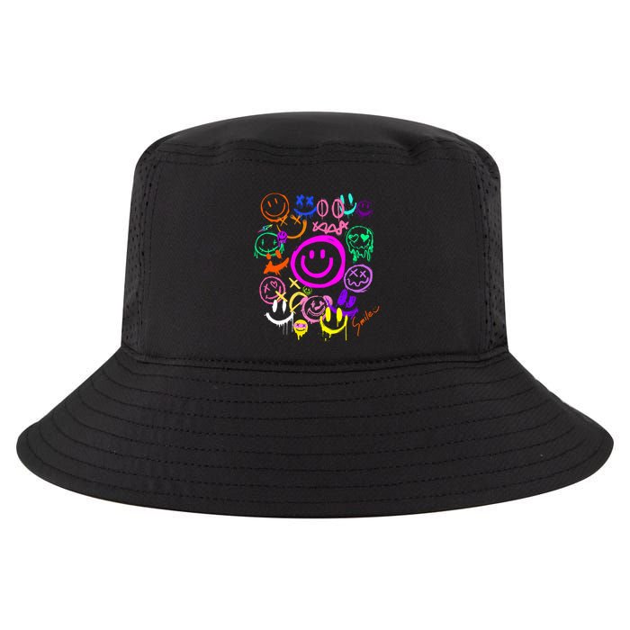 Smile Face Emoticons Fun Vivid Graffiti Smileys Graphic Cool Comfort Performance Bucket Hat