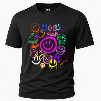Smile Face Emoticons Fun Vivid Graffiti Smileys Graphic Performance Shirt