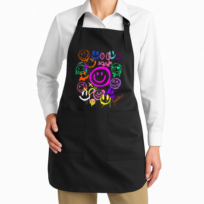 Smile Face Emoticons Fun Vivid Graffiti Smileys Graphic Apron