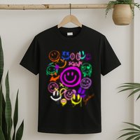 Smile Face Emoticons Fun Vivid Graffiti Smileys Graphic T-Shirt