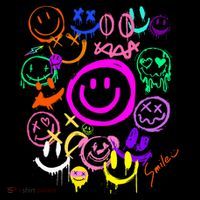 Smile Face Emoticons Fun Vivid Graffiti Smileys Graphic T-Shirt