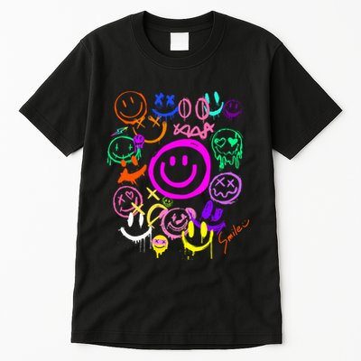 Smile Face Emoticons Fun Vivid Graffiti Smileys Graphic Tall T-Shirt