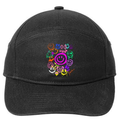 Smile Face Emoticons Fun Vivid Graffiti Smileys Graphic 7-Panel Snapback Hat