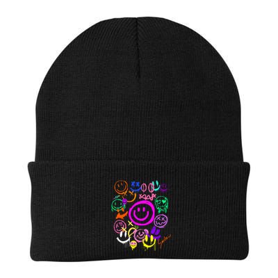 Smile Face Emoticons Fun Vivid Graffiti Smileys Graphic Beanie