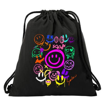 Smile Face Emoticons Fun Vivid Graffiti Smileys Graphic Drawstring Bag