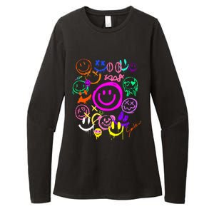 Smile Face Emoticons Fun Vivid Graffiti Smileys Graphic Womens CVC Long Sleeve Shirt