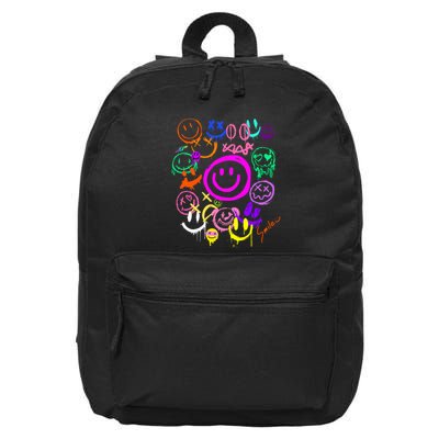 Smile Face Emoticons Fun Vivid Graffiti Smileys Graphic 16 in Basic Backpack