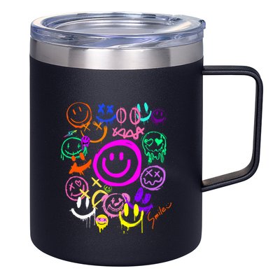 Smile Face Emoticons Fun Vivid Graffiti Smileys Graphic 12oz Stainless Steel Coffee Mug